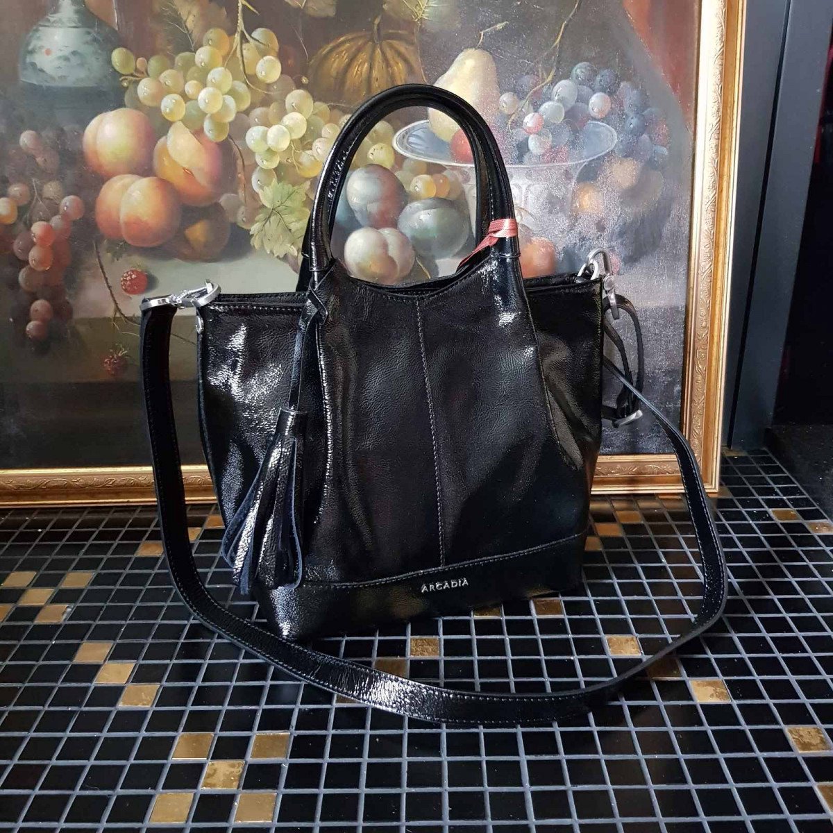 Женская кожаная сумка Arcadia 6173 naplak nero из натуральной кожи