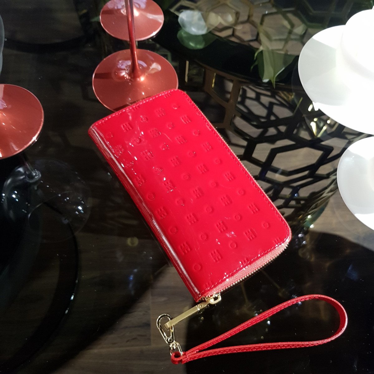 Итальянский женский кошелек Arcadia 1607 patent sv rosso из натуральной кожи
