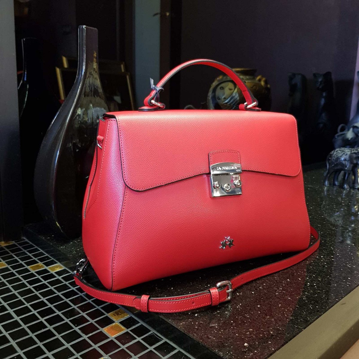 Кожаная женская сумка LA Martina 41W405 P0005 true red из натуральной кожи