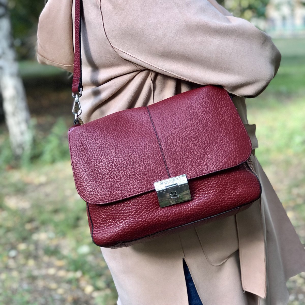 Женская кожаная сумка Tosca Blu TF1915B52 dark red из натуральной кожи